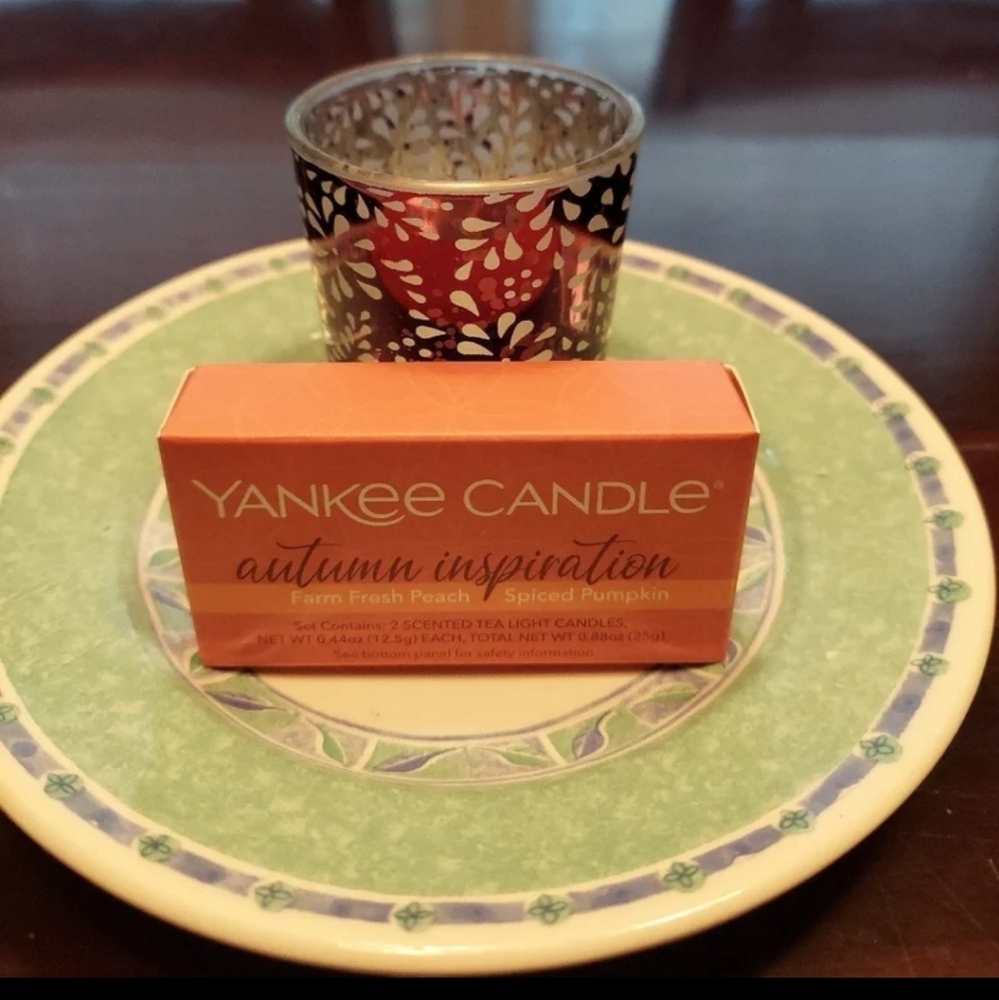 Mercury Votive Candleholder + Autumn Tealight Set Of 2 Yankee Candle NWT RETIRED